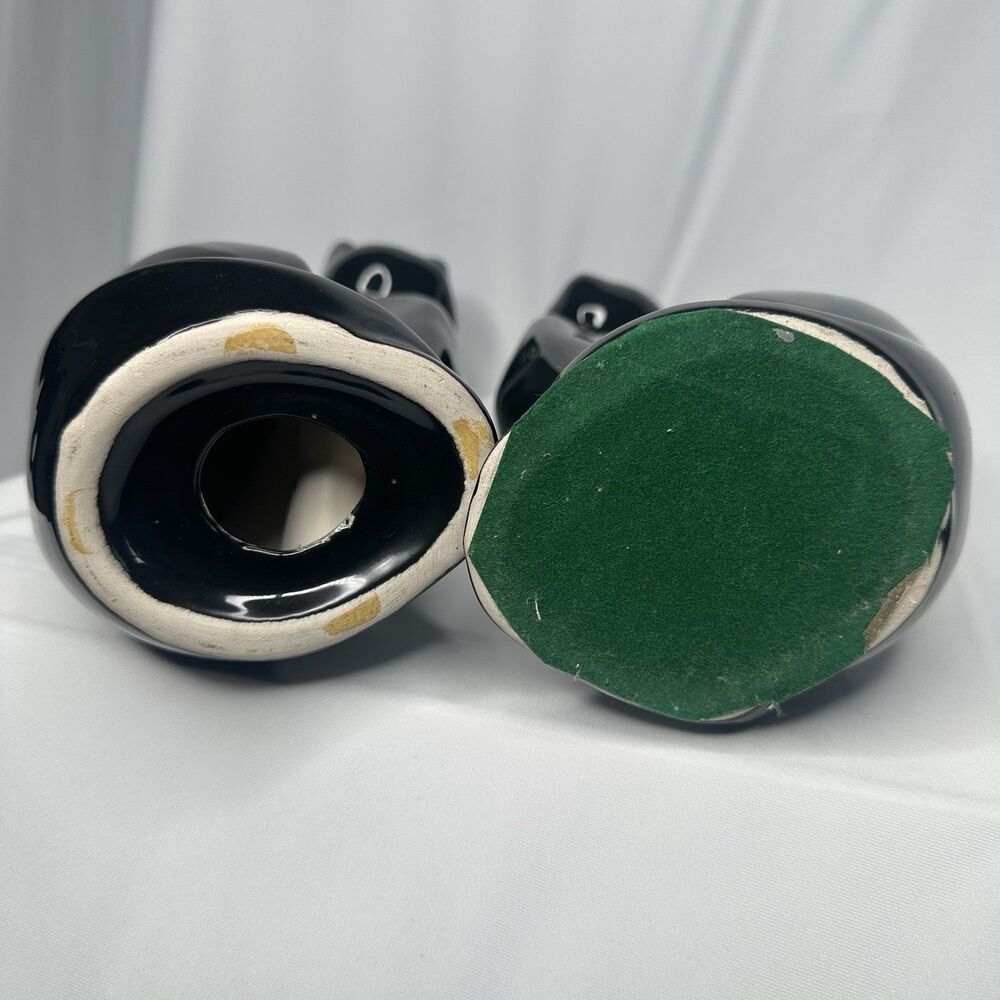 VTG Artmark Fine Ceramic Midnight Shadows Pair of Black Cats Green Eyes 12.5 in - Picture 8 of 12